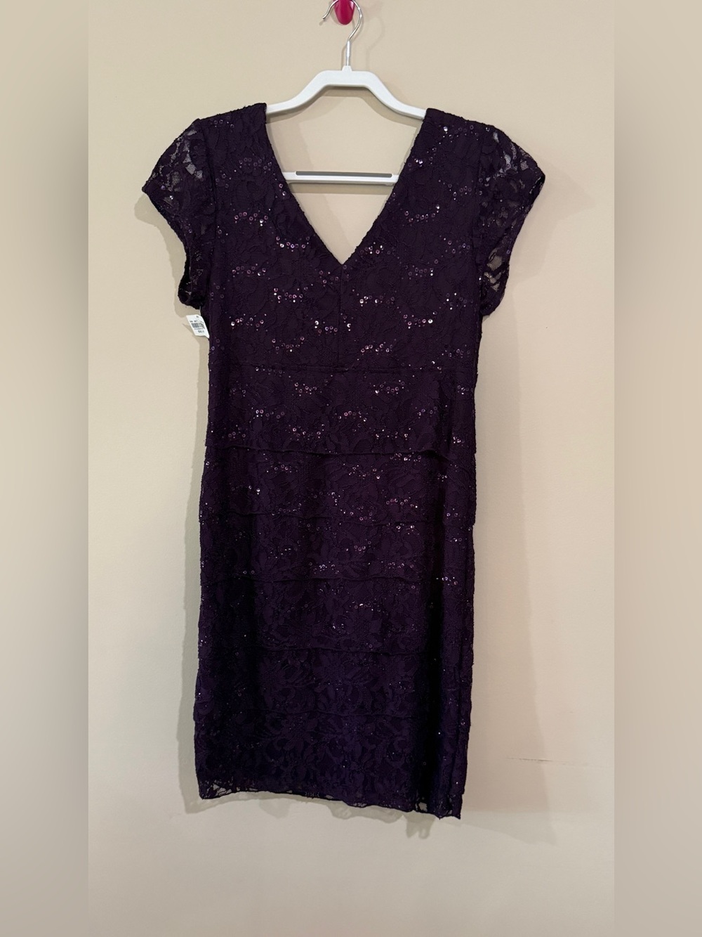 Scarlett Lace V‑Neck Dress in Plum